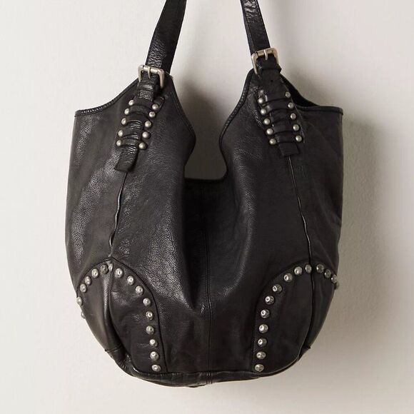 FREE PEOPLE Bushwick Leather Studded Tote In Black NWT - Picture 1 of 10